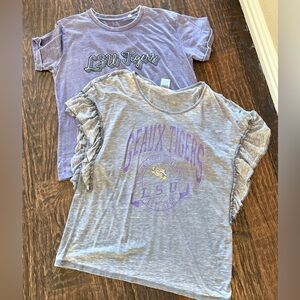 LSU Tigers Gray and Purple Burn-out tops- super cute-size medium